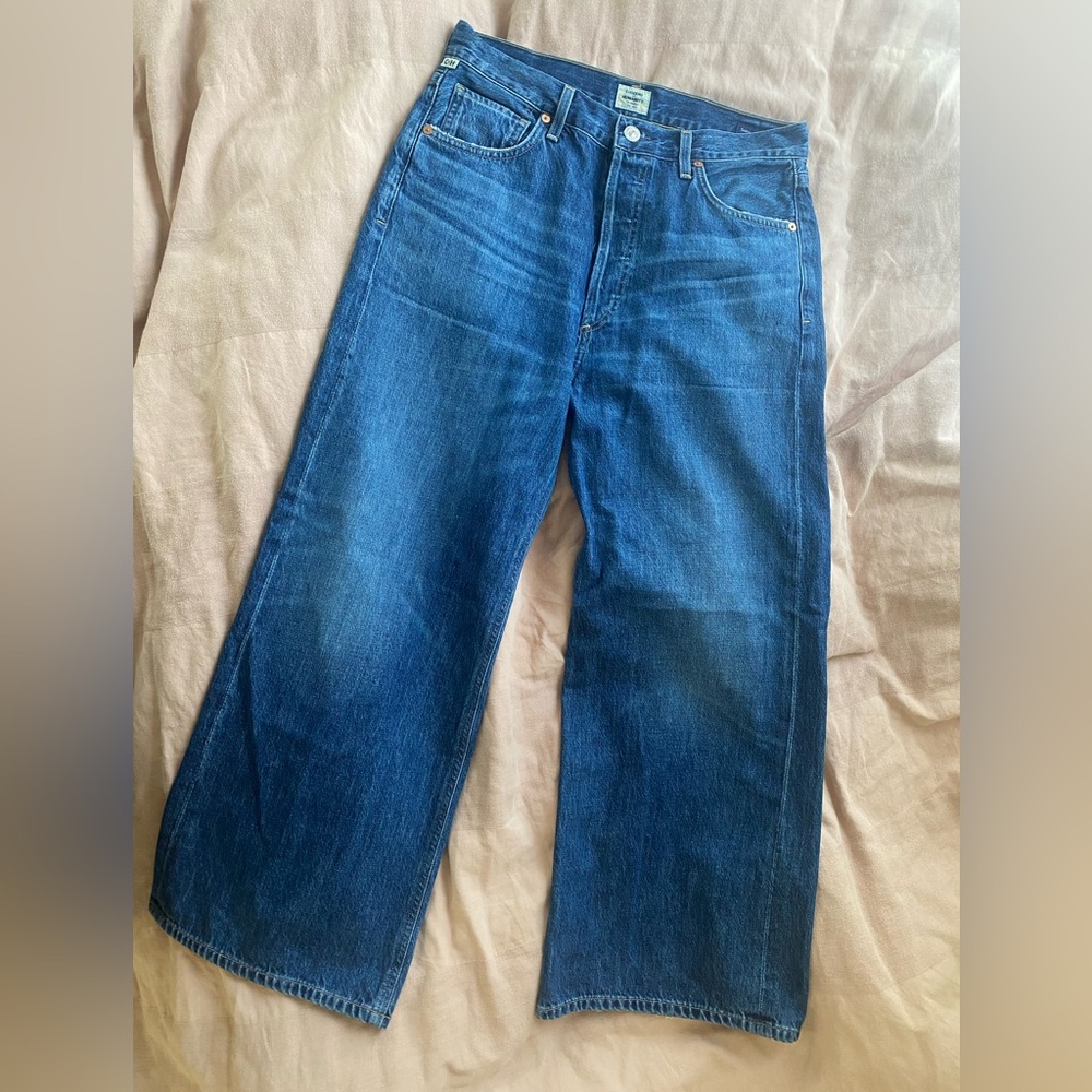 Wide Leg Dark Blue Women's Jeans